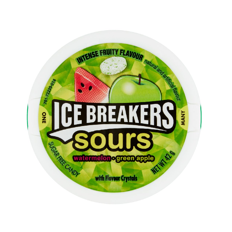 Ice Breakers Sours Watermelon & Green Apple 1.48 OZ (42g) USA IMPORT